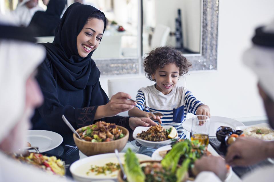 parent and child eating together