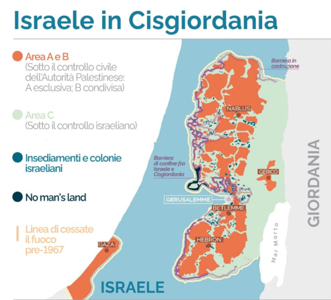 mappa territorio israele palestina